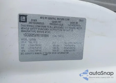 2006 Chevrolet Express Work Van z USA, uszkodzony, nr VIN 1GCGG25V361260809